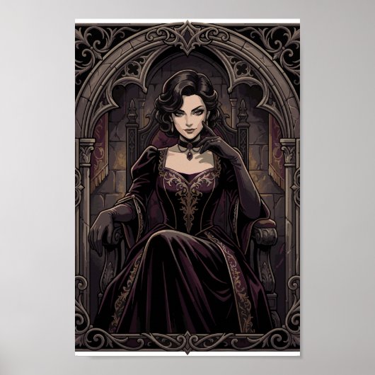 Gothic Dark Queen Vampire Royalty Fantasy Portrait Poster (Vorne)