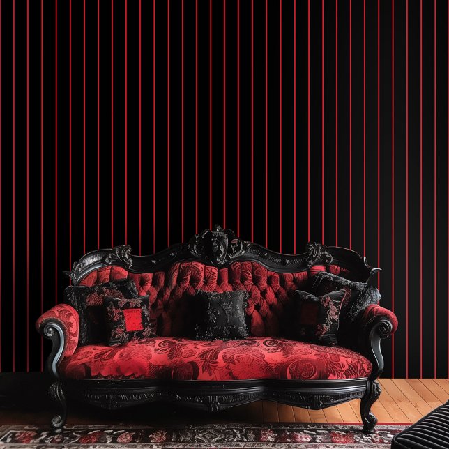 Gothic Dark Red Stripes auf schwarzem Hintergrund Tapete (Von Creator hochgeladen)