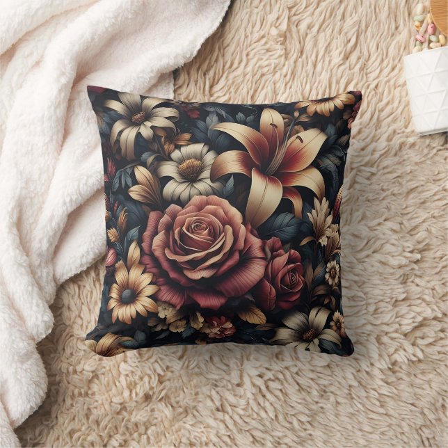 Gothic Dark Romance Floral Pattern Kissen (Decke)