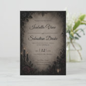 Gothic Dark Romance Hochzeit Einladung (Stehend Vorderseite)