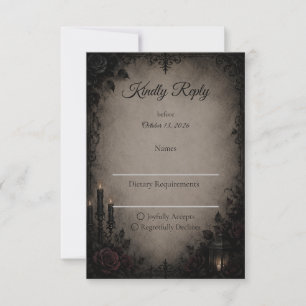 Gothic Dark Romance Hochzeit RSVP Karte