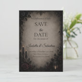 Gothic Dark Romance Hochzeit Save The Date (Stehend Vorderseite)