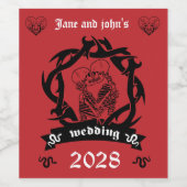 Gothic Dark Romance Hochzeitsmenü Weinetikett (Einzelnes Label)