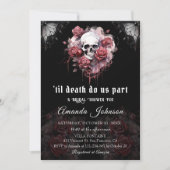 Gothic Dark Rose Skull Halloween Brautparty Einladung (Vorderseite)