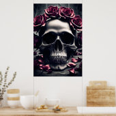 Gothic Dark Rose & Skull Poster (Küche)