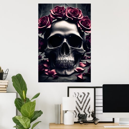 Gothic Dark Rose & Skull Poster (Heimbüro)