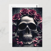 Gothic Dark Rose & Skull Poster Postkarte (Vorne/Hinten)
