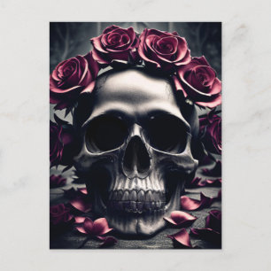 Gothic Dark Rose & Skull Poster Postkarte