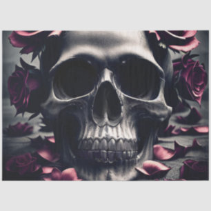 Gothic Dark Rose & Skull Seidenpapier