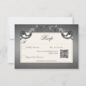 Gothic Dark Skeletts & Rose Heart Wedding QR Code RSVP Karte (Vorderseite)