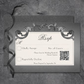 Gothic Dark Skeletts & Rose Heart Wedding QR Code RSVP Karte