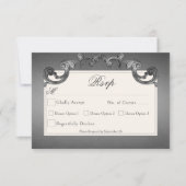 Gothic Dark Skeletts & Rose Heart Wedding RSVP Karte (Vorderseite)