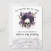 Gothic Dark Skull Floral Halloween Einladung (Vorderseite)