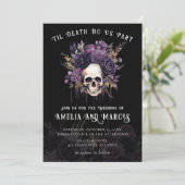 Gothic Dark Skull Floral Halloween Einladung (Stehend Vorderseite)