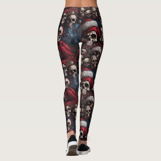 Gothic Dark Skulls Weihnachtsmannmützen Gothmas We Leggings (Rückseite)