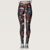 Gothic Dark Skulls Weihnachtsmannmützen Gothmas We Leggings (Vorderseite)