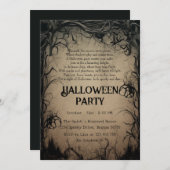 Gothic Dark Trees Creepy Gedicht Halloween-Party Einladung (Vorne/Hinten)