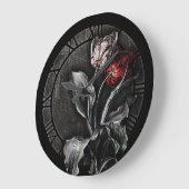 Gothic Dark tulips Große Wanduhr (Winkel)
