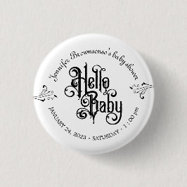 Gothic Dark Vintage Hello Baby  Button