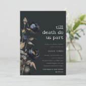 Gothic Dark Watercolor Black Rose Brautparty Einladung (Stehend Vorderseite)