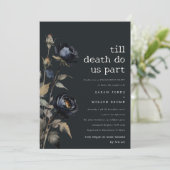 Gothic Dark Watercolor Schwarze Rose Verlobung Einladung (Stehend Vorderseite)