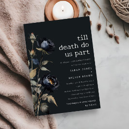 Gothic Dark Watercolor Schwarze Rose Verlobung Einladung