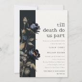 Gothic Dark Watercolor Schwarze Rose Verlobung Einladung (Vorderseite)