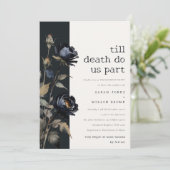 Gothic Dark Watercolor Schwarze Rose Verlobung Einladung (Stehend Vorderseite)