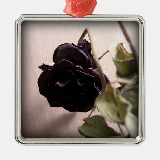 Gothic Dead Rose Silbernes Ornament (Vorne)