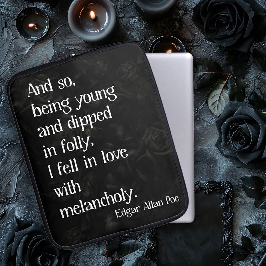 Gothic Dead Rose und Poe Quote Laptopschutzhülle