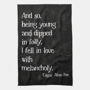 Gothic Dead Rose und Poe Zitat Geschirrtuch