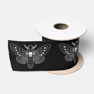 Gothic Death Head Hawk Moth Black and White Satinband