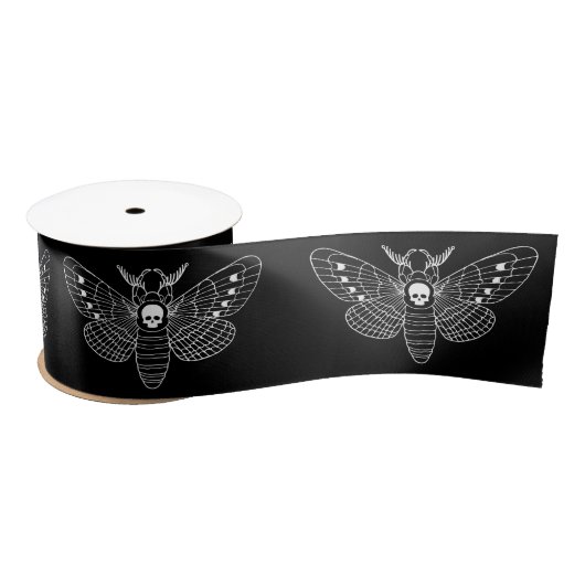Gothic Death Head Hawk Moth Black and White Satinband (Spule)