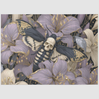 Gothic Death Head Motte Purpurblüten Seidenpapier