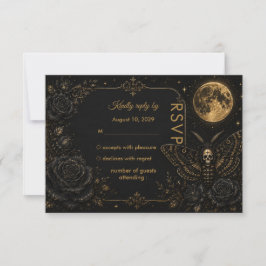 Gothic Death Moth Hochzeit Dark Romance RSVP Karte
