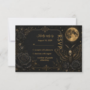 Gothic Death Moth Hochzeit Dark Romance  RSVP Karte