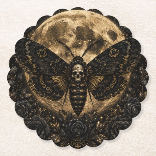 Gothic Death Moth Hochzeit - Dunkle Romantik Untersetzer (Vorderseite)