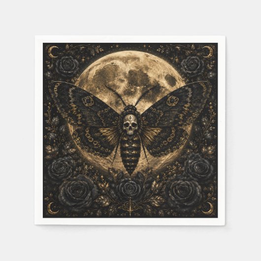 Gothic Death Moth Hochzeitspapier Servietten (Vorderseite)