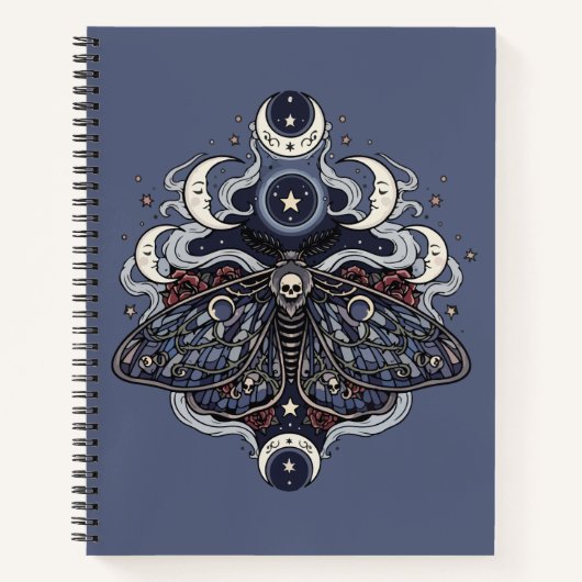 Gothic Death Moth und Mondphasen Notizblock (Vorderseite)