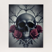 Gothic Death Skull and Rose Floral Sigil Puzzle (Vertikal)