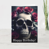 Gothic Death Skull und Rose Geburtskarte Karte (Vorderseite)