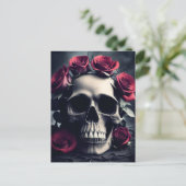 Gothic Death Skull und Rose Postkarte (Stehend Vorderseite)