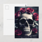 Gothic Death Skull und Rose Postkarte (Vorne/Hinten)