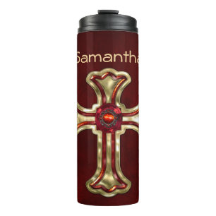 Gothic Decadance Gold & Ruby Jeweled Thermosbecher