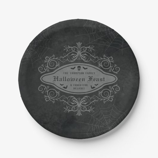 Gothic Decorative Macabre Banner Halloween-Party Pappteller (Vorderseite)