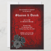 Gothic Deep Red Black Roses Wedding Einladung (Vorderseite)