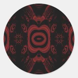 Gothic Deep Red und Black Floral Design. Runder Aufkleber