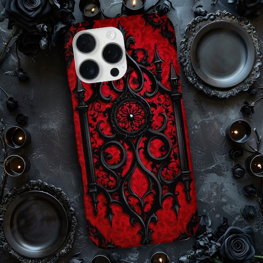 Gothic Design in Rot und Schwarz iPhone Hülle