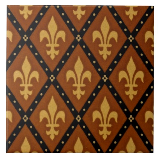 Gothic Design Lilie Motif Terra Cotta Tile Fliese (Vorderseite)