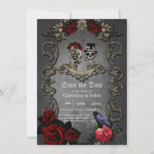 Gothic Design mit coolen Totenköpfen Save The Date